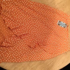 Polka dot ruffled midi skirt